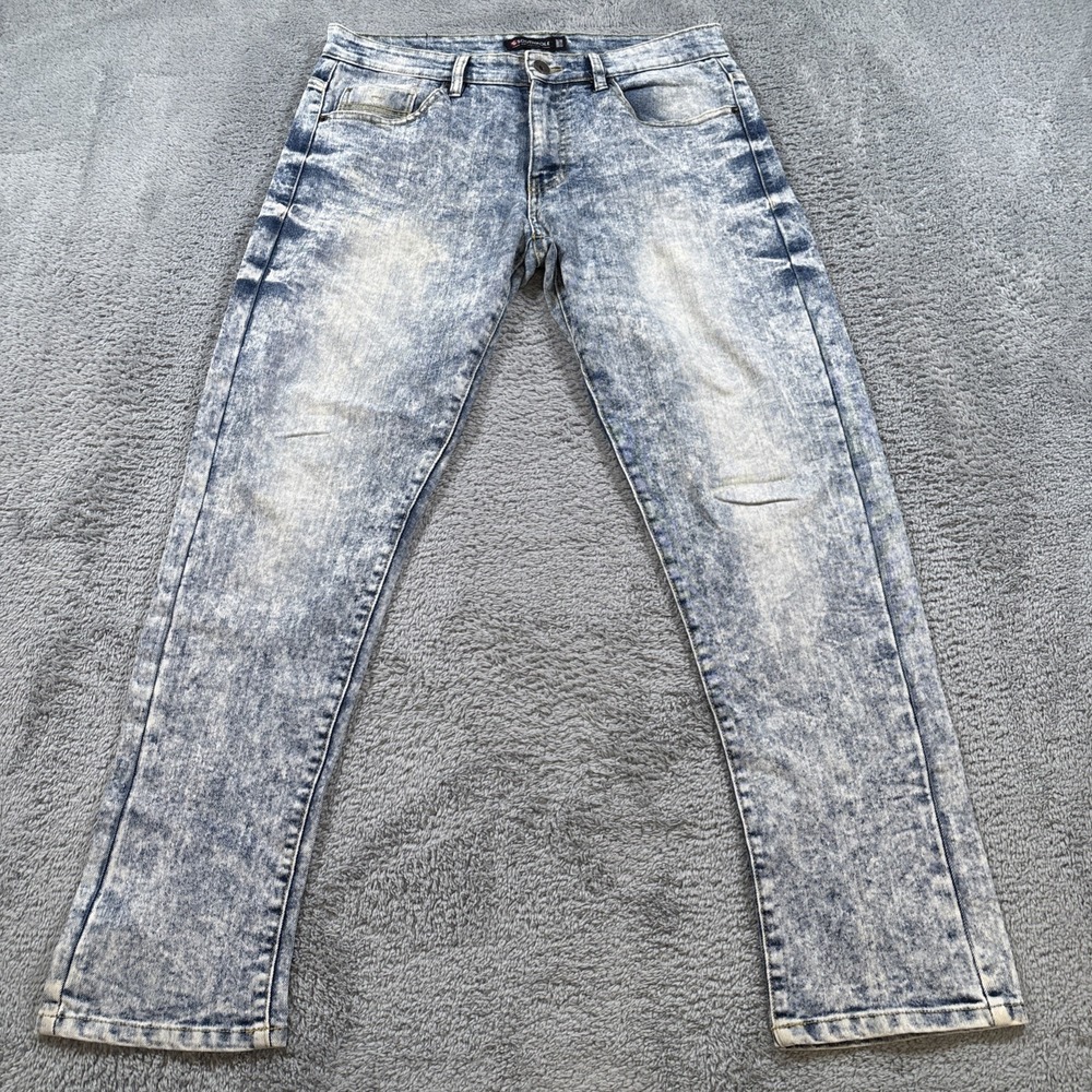 Southpole Mens 32x30, Blue Acid Wash Skinny Slim Stretch Denim Jeans